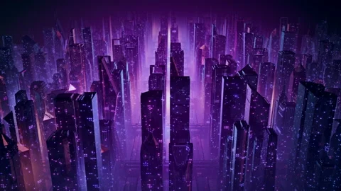 80s retrowave 3D animation of a retro cityscape with glowing neon lights Stock Footage 160295130