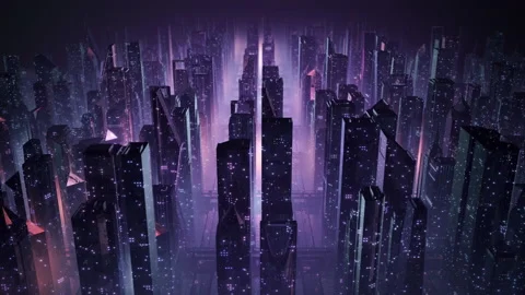80s retrowave 3D animation of a retro cityscape with glowing neon lights Stock Footage 160612249
