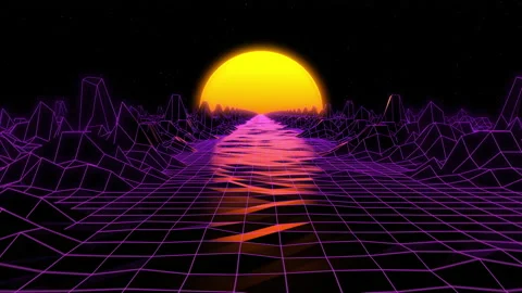 80s Retrowave Style CGI Animation. Purpl... | Stock Video | Pond5