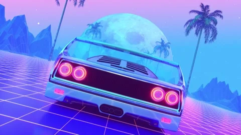 80s Sci-Fi Moonlight Car Ride Stock-Footage 268620571