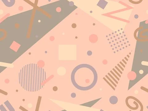 80s seamless pattern with geometric shapes in memphis style Stock Illustration