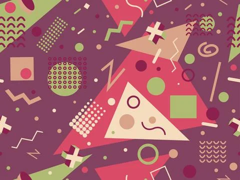 80s seamless pattern with geometric shapes in memphis style Illustrazione stock