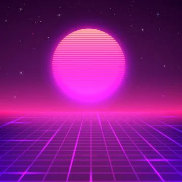 80s style background. Sci-fi or retro music poster wallpaper. Vector illustra Stock Illustration