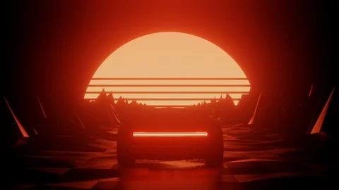 80s Style Car At Sunset Loop Stock Footage 127112960