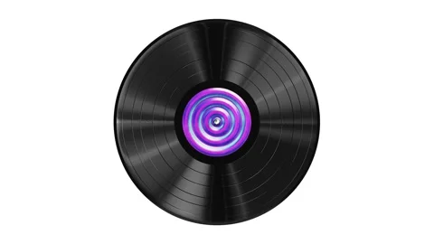 80s style colorful pattern label vinyl record looping 3D animation with alpha Stock Footage 159728095