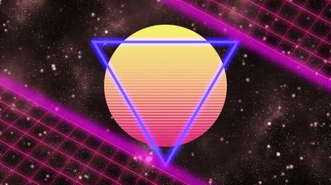 80s style concept backdrop with grid Stock Illustration
