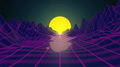 80's style Landscape synthwave background Stock Footage 124002158