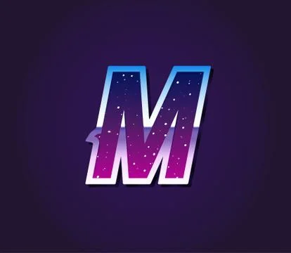 80s Style Retro Sci-Fi Universe Font Vector Stock Illustration