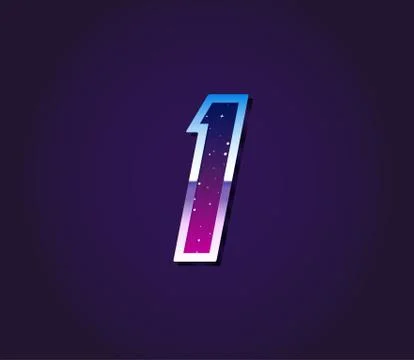 80s Style Retro Sci-Fi Font Digit or Number Vector Stock Illustration