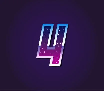 80s Style Retro Sci-Fi Font Digit or Number Vector Illustrazione stock