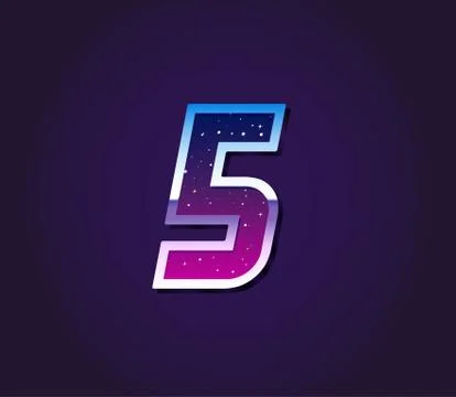 80s Style Retro Sci-Fi Font Digit or Number Vector Stock Illustration