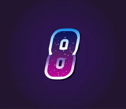 80s Style Retro Sci-Fi Font Digit or Number Vector 스톡 일러스트