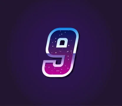 80s Style Retro Sci-Fi Font Digit or Number Vector 스톡 일러스트