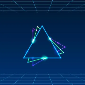 80s style of three shining frames of triangular shapes Illustrazione stock