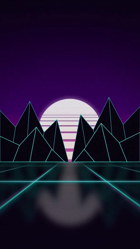 80s synthwave retrowave landscape seamless loop motion background Stock Footage 346417271