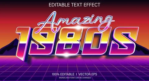 80s vector text effect with modern style design Stock Illustration