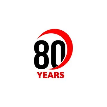 80th Anniversary abstract vector logo. Eighty Happy birthday day icon. Black Stock Illustration