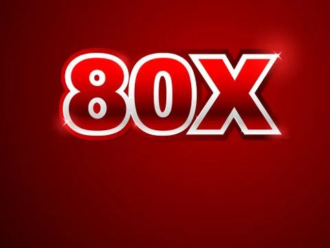 80x sign in red background Stock Illustration