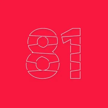 81 number, linear stroke font. Modern trendy, creative style design. For logo Stock Illustration