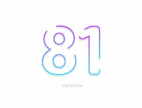 81 number, outline stroke gradient font. Trendy, dynamic creative style desig Stock Illustration