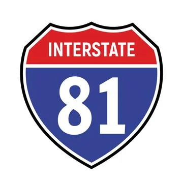 81 route sign icon. Vector road 81 highway interstate american freeway us Stock Illustration