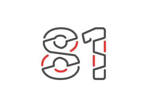 81 vector number. Modern trendy, creative style line design. For logo, brand  Stock Illustration