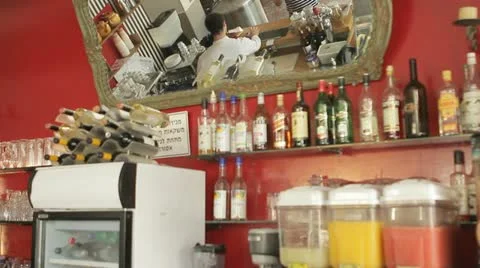 817. busy bartender reflects in a mirror Stock Footage 21635894