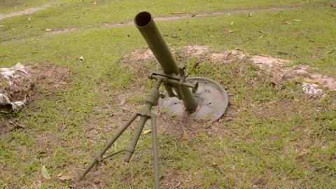 82-BM-37 mortar is placed in the War Museum in Siem Reap, Cambodia Stock Footage 318694209