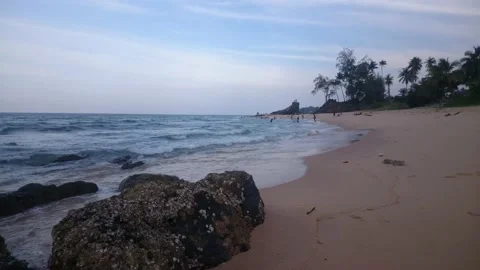 82 evening stone beach dungun malaysia Stock Footage 145759138