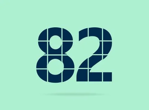 82 number, vector desing font.  Made of knife cut. For logo, brand label, des Stock Illustration