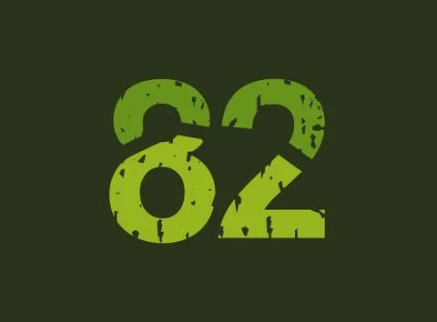 82 vector number made of grungy, grunge texture. Rubber stamp imprint style.  Illustrazione stock