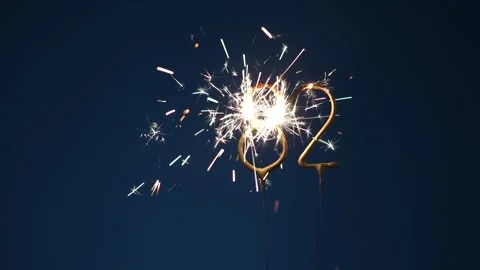 82 years celebration festive background made with Bengal fires Stock Footage 323965479