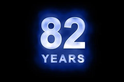 82 years text with blue glow Stock Illustration