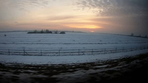 824-06 Bus Ride Trough Country At Sunset Stock Footage 107924068