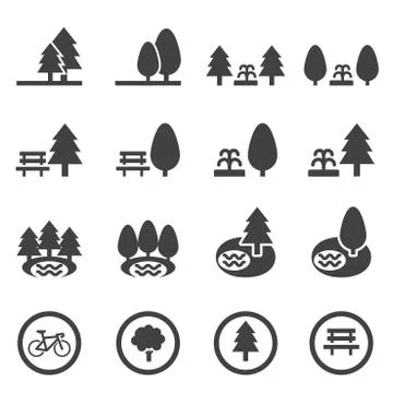 824 park icon set Stock Illustration