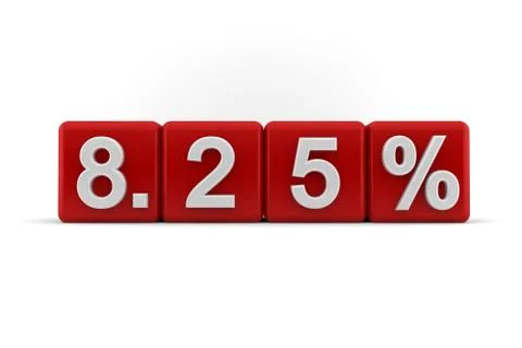 8.25 percent in white numbers on red cubes Stock Illustration