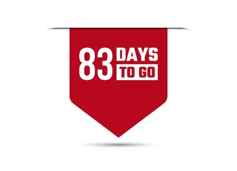 83 days to go red vector banner illustration isolated on white background Stock Illustration