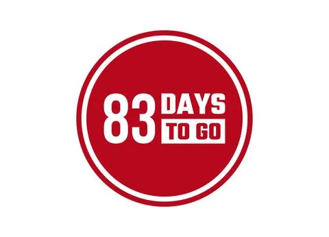 83 days to go red vector banner illustration isolated on white background Stock Illustration
