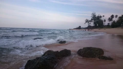 83 evening stone beach dungun malaysia Stock Footage 145759181