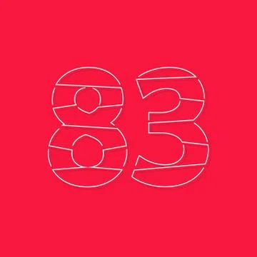 83 number, linear stroke font. Modern trendy, creative style design. For logo Stock Illustration