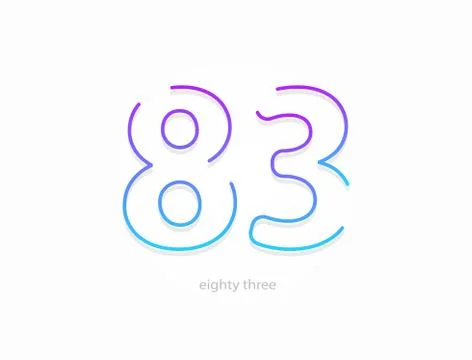 83 number, outline stroke gradient font. Trendy, dynamic creative style desig Stock Illustration