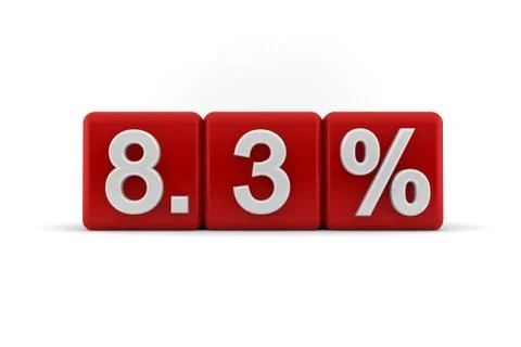 8.3 percent in white numbers on red cubes Stock Illustration