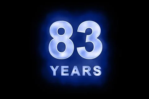 83 years text with blue glow Stock Illustration
