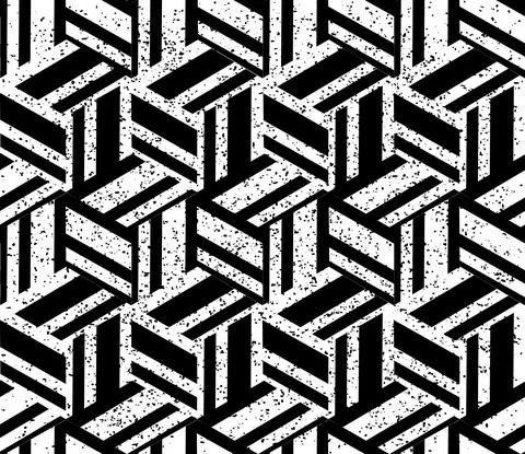 830 Seamless texture with black and white lines cube_ Stock Illustration