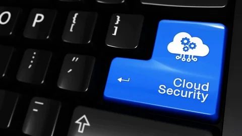 84. Cloud Security Moving Motion On Computer Keyboard Button. Stock Footage 95393861