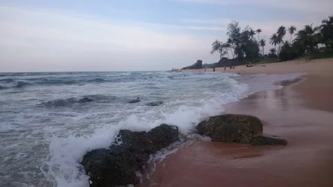 84 evening stone beach dungun malaysia Stock Footage 145755637