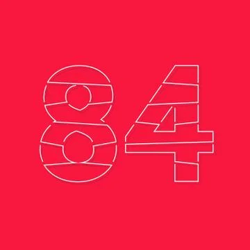 84 number, linear stroke font. Modern trendy, creative style design. For logo Stock Illustration