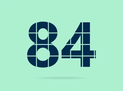 84 number, vector desing font.  Made of knife cut. For logo, brand label, des Stock Illustration