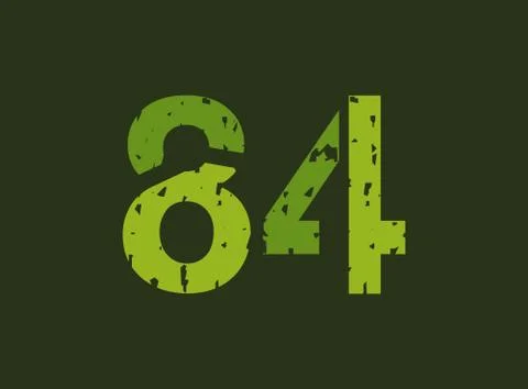 84 vector number made of grungy, grunge texture. Rubber stamp imprint style.  Illustrazione stock