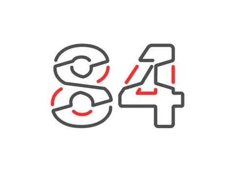 84 vector number. Modern trendy, creative style line design. For logo, brand  Stock Illustration